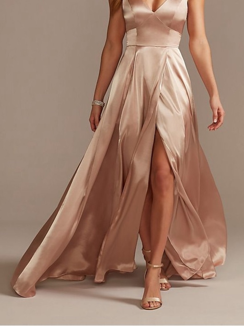 Satin/ silk champagne dress